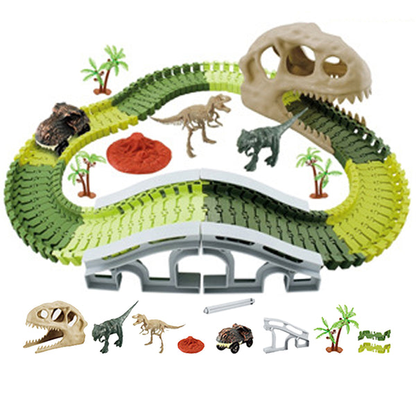 112Pcs Dinosaur Theme World Race Toy Dinosaur Track Train Set for Kids Gift