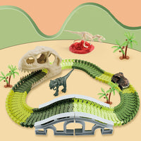 112Pcs Dinosaur Theme World Race Toy Dinosaur Track Train Set for Kids Gift