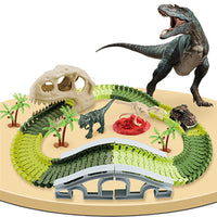 112Pcs Dinosaur Theme World Race Toy Dinosaur Track Train Set for Kids Gift