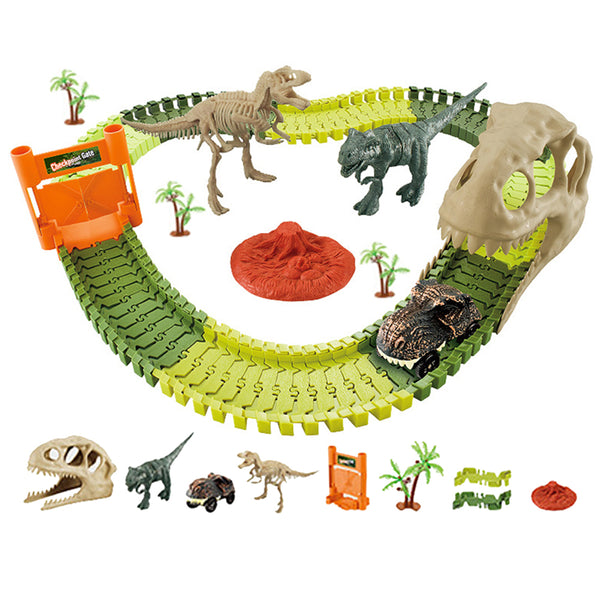 105Pcs Dinosaur Theme World Race Toy Dinosaur Track Train Set for Kids Gift