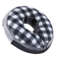 Inflatable Pet Recovery Collar Adjustable Pet Elizabeth Protective Collar for Dogs and Cats S Size-White Grid