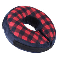 Inflatable Pet Recovery Collar Adjustable Pet Elizabeth Protective Collar for Dogs and Cats S Size-Red Grid