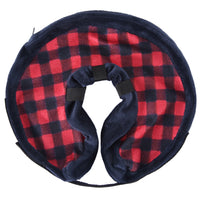 Inflatable Pet Recovery Collar Adjustable Pet Elizabeth Protective Collar for Dogs and Cats M Size-Red Grid