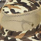 Adult Camouflage Bucket Hat Breathable Mesh Mountaineering Hat Wide Brim Fishing Cap Sun Shade Hat with Neck Flap-Brown Camo