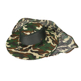 Adult Camouflage Bucket Hat Breathable Mesh Mountaineering Hat Wide Brim Fishing Cap Sun Shade Hat with Neck Flap-Dark Green Camo