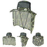 Adult Camouflage Bucket Hat Breathable Mesh Mountaineering Hat Wide Brim Fishing Cap Sun Shade Hat with Neck Flap-Grass Green Camo