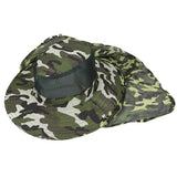 Adult Camouflage Bucket Hat Breathable Mesh Mountaineering Hat Wide Brim Fishing Cap Sun Shade Hat with Neck Flap-Grass Green Camo