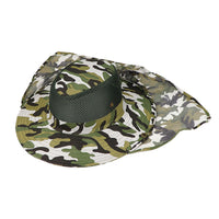 Adult Camouflage Bucket Hat Breathable Mesh Mountaineering Hat Wide Brim Fishing Cap Sun Shade Hat with Neck Flap-Green Camo