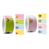 Set of 2 Rolls Cartoon Label Waterproof No-curling Colorful Cartoon Print Name Sticker Stationery Supplies-Style 3