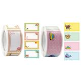 Set of 2 Rolls Cartoon Label Waterproof No-curling Colorful Cartoon Print Name Sticker Stationery Supplies-Style 4