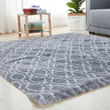 Floor Area Rug Bedroom Carpet Plush Abstract Modern Soft Living Room Non-slip Mat-Gray