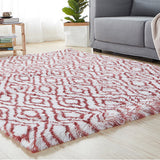 Floor Area Rug Bedroom Carpet Plush Abstract Modern Soft Living Room Non-slip Mat-Red