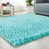 Floor Area Rug Bedroom Carpet Plush Abstract Modern Soft Living Room Non-slip Mat-Blue