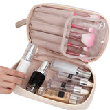 PU Leather Makeup Bag Double Layer Cosmetic Bag Travel Makeup Bag White