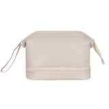 PU Leather Makeup Bag Double Layer Cosmetic Bag Travel Makeup Bag White