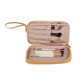 PU Leather Makeup Bag Double Layer Cosmetic Bag Travel Makeup Bag Yellow