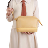 PU Leather Makeup Bag Double Layer Cosmetic Bag Travel Makeup Bag Yellow