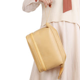 PU Leather Makeup Bag Double Layer Cosmetic Bag Travel Makeup Bag Yellow