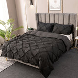 Diamond Shape Pintuck Duvet Cover Black