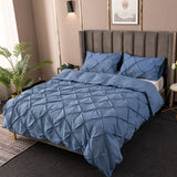 Diamond Shape Pintuck Duvet Cover Blue