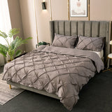Diamond Shape Pintuck Duvet Cover Grey