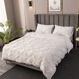 Diamond Shape Pintuck Duvet Cover White