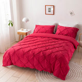 Diamond Shape Pintuck Duvet Cover Wine Red