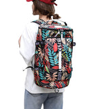 Large Capacity Flower Pattern Travel Duffle Bag Sport Gym Backpack Red