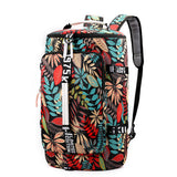 Large Capacity Flower Pattern Travel Duffle Bag Sport Gym Backpack Red