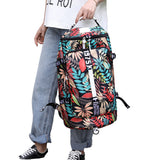 Large Capacity Flower Pattern Travel Duffle Bag Sport Gym Backpack Red