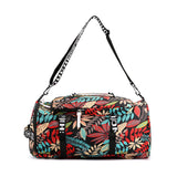 Large Capacity Flower Pattern Travel Duffle Bag Sport Gym Backpack Red
