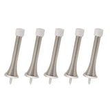 5Pcs 3-1/8" Flexible Spring Door Stoppers with Rubber Bumper Tips Silver