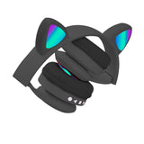 FancyGrab 5.0 Bluetooth Wireless Headphones Cute Cat Ears LED Breathing Light Headphones Black