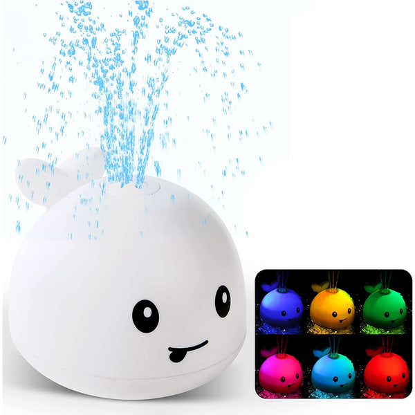 FancyGrab Baby Bath Toys for Kids Light Up Whale Bath Toys Sprinkler Bathtub Toys White