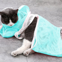 FancyGrab Pet Cat Bathing Bag Mesh Cloth Cat Grooming Bag Cat Washing Bags Pet Supplies Green
