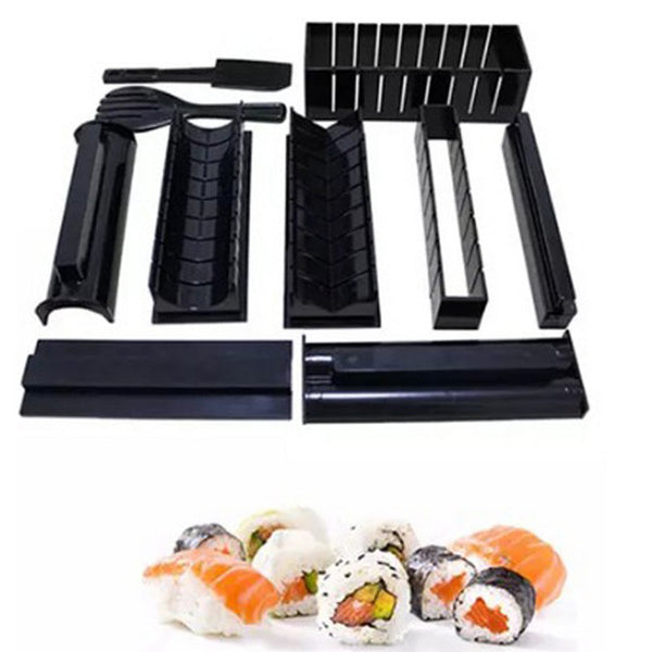 10 Pieces DIY Home Sushi Making tool Kit with Complete Sushi Set, Plastic Sushi  Maker Tool Complete with 8 Sushi Rice Roll Mold Shapes Fork Spatula 