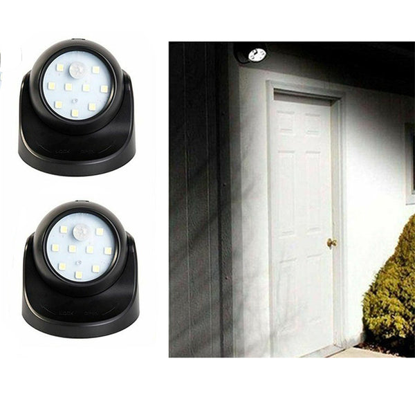 Set of 2Pcs Rotatable Battery Operated Motion Sensor Light -Black