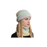 Fleece-Lined Gradient Hat with Snood Yellow