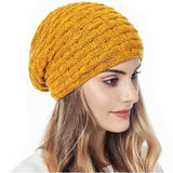 FancyGrab Unisex Fleece-Lined Knit Slouchy Beanie Hat Yellow