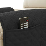 3 Piece Set Chaise Longue Pillow Pad Armrest Pad Washable Detachable Pad Armrest with Storage Pocket Black