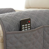 3 Piece Set Chaise Longue Pillow Pad Armrest Pad Washable Detachable Pad Armrest with Storage Pocket Dark Gray