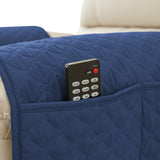 3 Piece Set Chaise Longue Pillow Pad Armrest Pad Washable Detachable Pad Armrest with Storage Pocket Navy