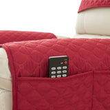 3 Piece Set Chaise Longue Pillow Pad Armrest Pad Washable Detachable Pad Armrest with Storage Pocket Red
