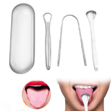 3pcs Stainless Steel Tongue Scraper Cleaner Dental Care Oral Hygiene Mouth Kit