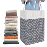 75L Laundry Baskets Laundry Hamper with Long Handles Collapsible Clothes Hamper-Gray