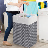 75L Laundry Baskets Laundry Hamper with Long Handles Collapsible Clothes Hamper-Gray