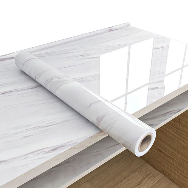 10M Marble Wall Sticker Decor Roll Wallpaper Self Adhesive Contact Paper-White