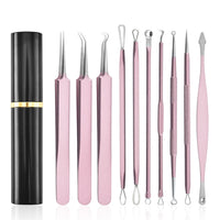 10 Pcs Black Head Remover Pimple Popper Tool Kit Pink