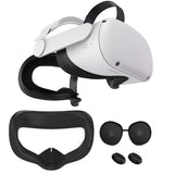 FancyGrab VR Silicone Face Cover Pad And Lens Cover with Joystick Cover for Oculus Quest 2 Black