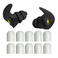 3 Layers Reusable Silicone Noise Canceling Sleeping Ear Plugs with 5 Pairs Replacements Black